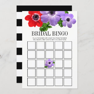 Watercolor Floral Bridal Shower Bingo Game Card