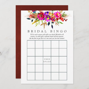 Watercolor Floral Bridal Shower Bingo Invitation