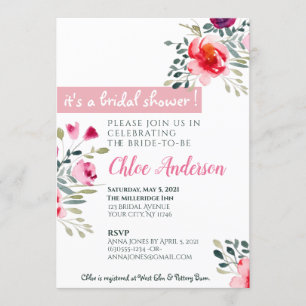 Watercolor Floral Bridal Shower Invitation