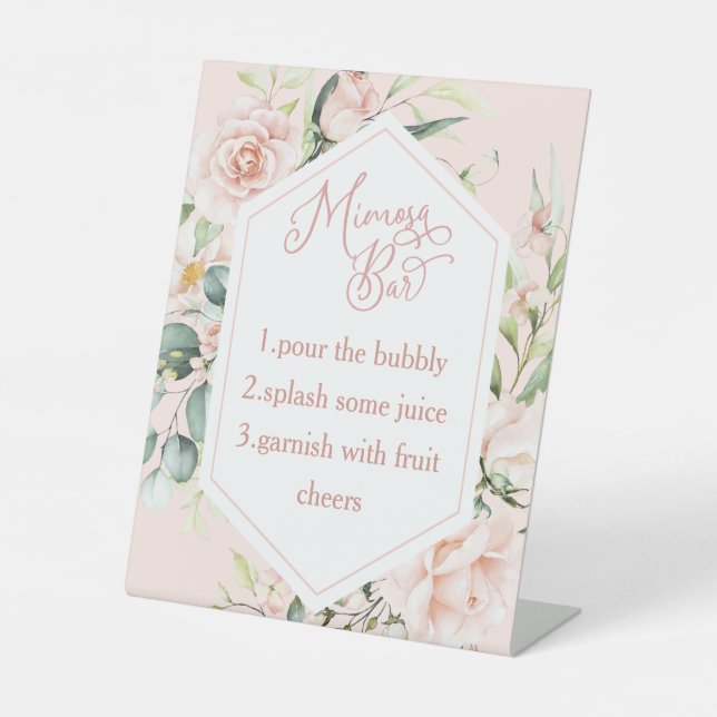 Watercolor Floral bridal shower mimosa bar sign (Front)