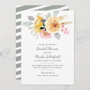Watercolor Floral Bridal Shower Modern Invitation