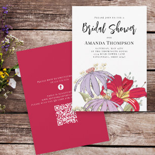Watercolor Floral Bridal Shower QR Code Invite