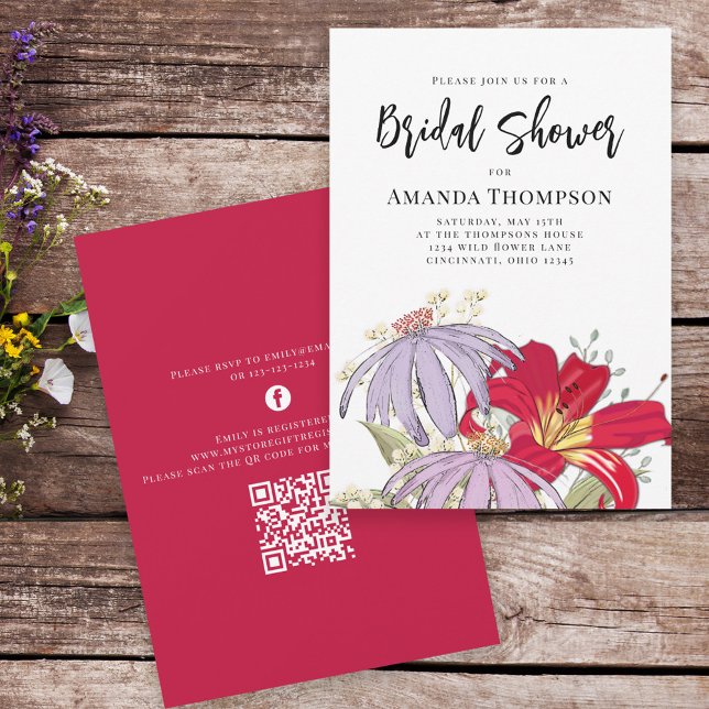 Watercolor Floral Bridal Shower QR Code Invite (Creator Uploaded)