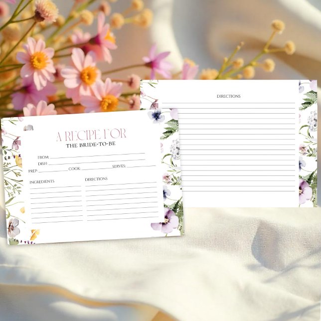Watercolor Floral Bridal Shower Recipe Cards (Creator Uploaded)