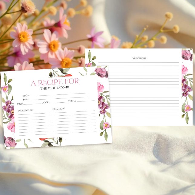 Watercolor Floral Bridal Shower Recipe Cards (Creator Uploaded)