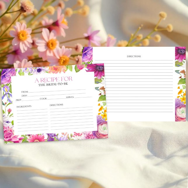 Watercolor Floral Bridal Shower Recipe Cards (Creator Uploaded)