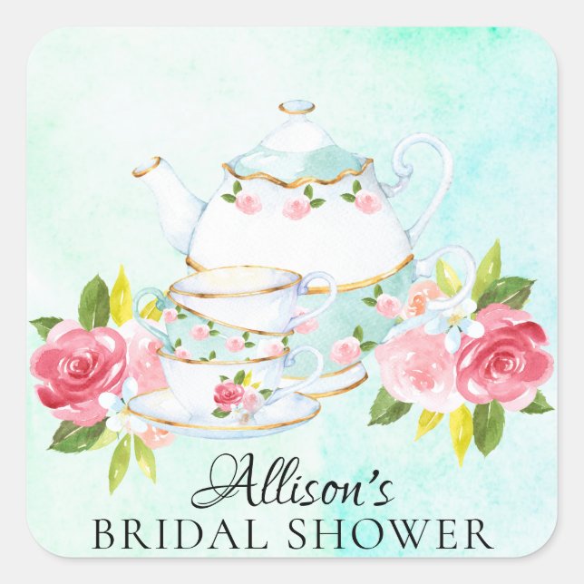 Watercolor Floral Bridal Tea Party Envelope Seal (Front)