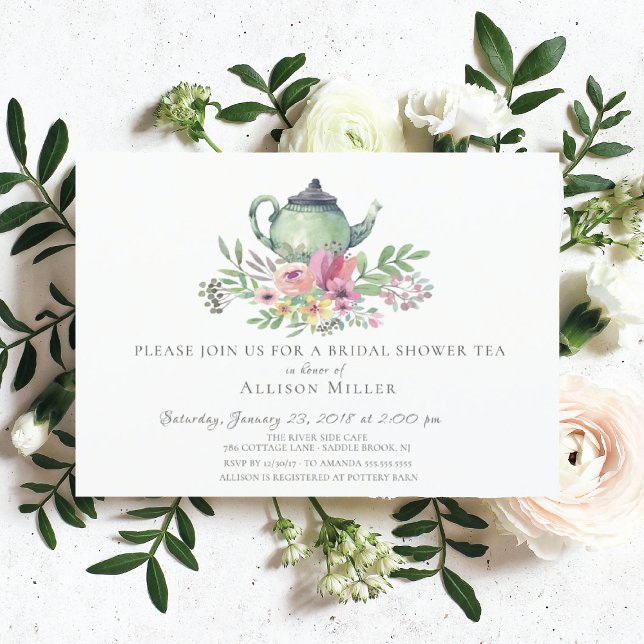 Watercolor Floral Bridal Tea Party Invitation (Creator Uploaded)