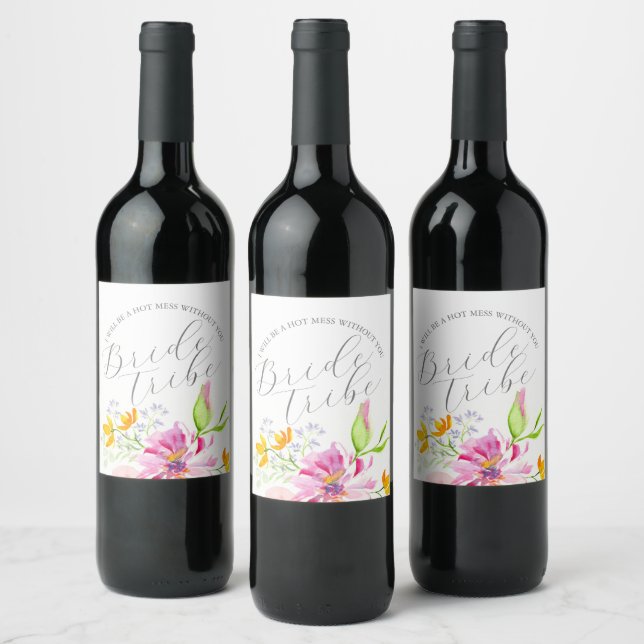 Watercolor Floral Bridesmaid Proposal Label (Bottles)
