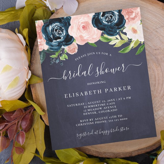 Watercolor floral budget bridal shower invitation (Creator Uploaded)
