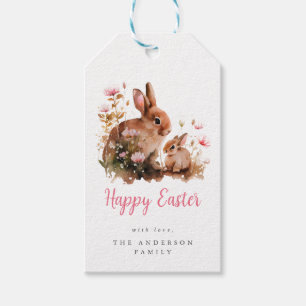 Watercolor Floral Bunny Easter Gift Tags