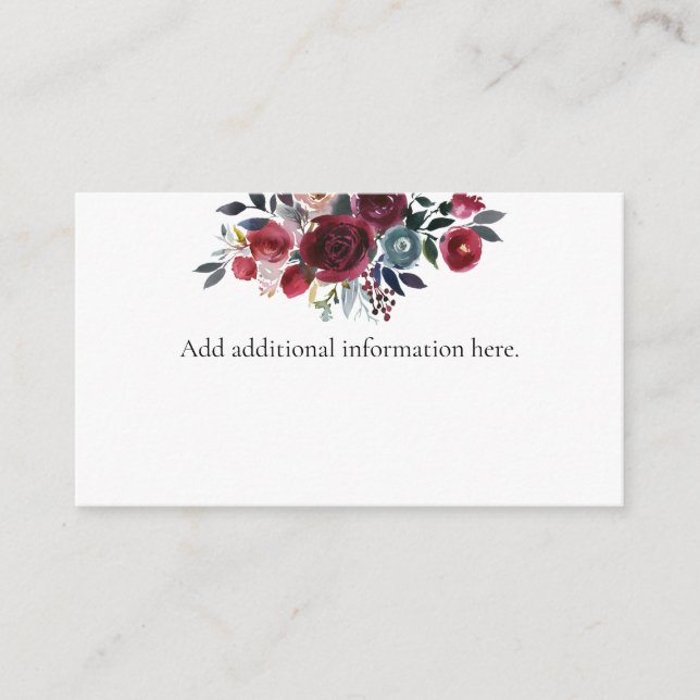 Watercolor Floral Burgundy Enclosure Card (Front)