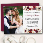 Watercolor Floral Burgundy Photo Wedding Invitation<br><div class="desc">Watercolor Burgundy Floral Photo Wedding</div>