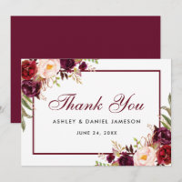 Watercolor Floral Burgundy Wedding Thanks SB