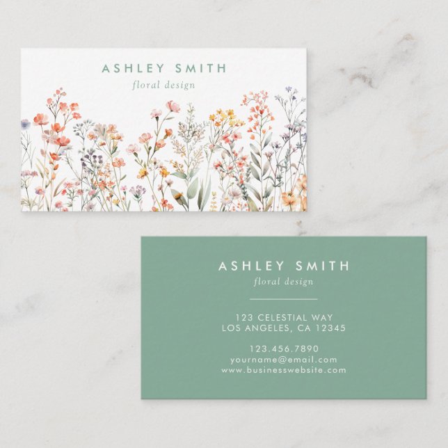 Watercolor Floral Business Card (Front/Back)