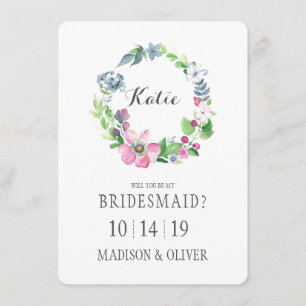 Watercolor Floral & Butterfly   Bridesmaid Invitation