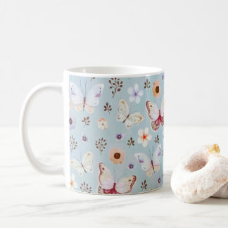 Watercolor Floral Butterfly Meadow Coffee Mug