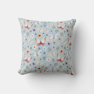 Watercolor Floral Butterfly Meadow Cushion