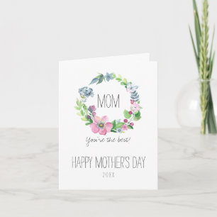 Watercolor Floral & Butterfly   Mother's Day Card