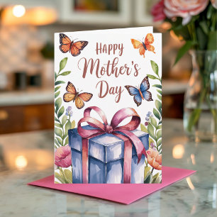 Watercolor Floral Butterfly Mother's Day Card