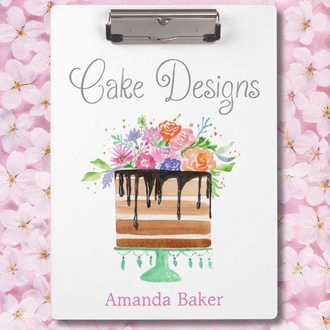  Watercolor Floral Cake Designs Name Logo Clipboard (Creator Uploaded)