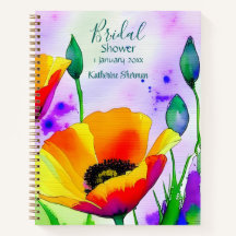 Watercolor Floral California Poppies Bridal Shower