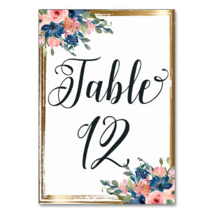 Watercolor Floral Calligraphy Table Number Card 12