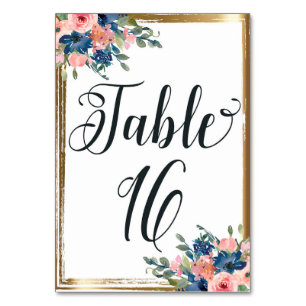 Watercolor Floral Calligraphy Table Number Card 16