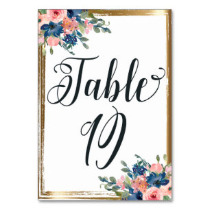 Watercolor Floral Calligraphy Table Number Card 19