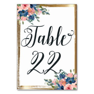 Watercolor Floral Calligraphy Table Number Card 22
