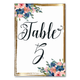 Watercolor Floral Calligraphy Table Number Card 5