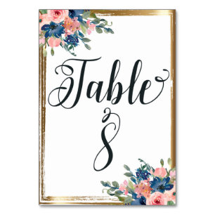 Watercolor Floral Calligraphy Table Number Card 8