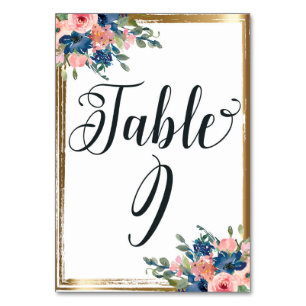 Watercolor Floral Calligraphy Table Number Card 9