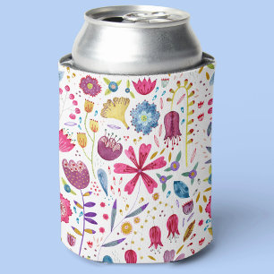 Watercolor Floral Can Cooler