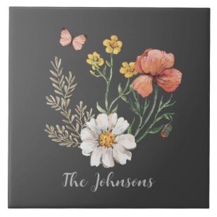 Watercolor Floral  Ceramic Tile