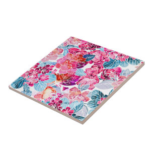 Watercolor Floral Ceramic Tile