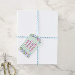 Watercolor Floral Check Teachers are Best Gift Gift Tags
