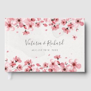 Watercolor Floral Cherry Blossom Wedding Guest Book
