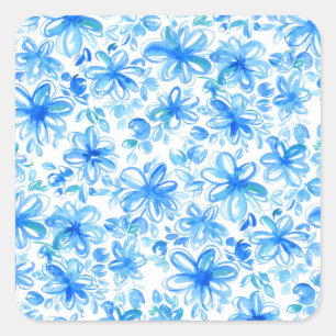 Watercolor Floral Chintz Cute Pattern Square Sticker