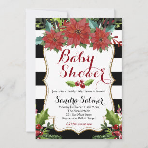 Watercolor Floral Christmas Baby Shower Invitation