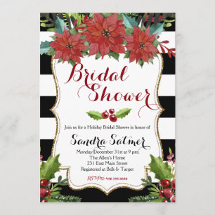 Watercolor Floral Christmas Bridal Shower Invitation