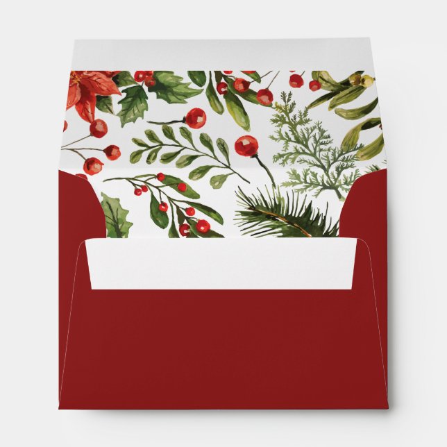 Watercolor Floral Christmas Custom Envelope (Back (Bottom))