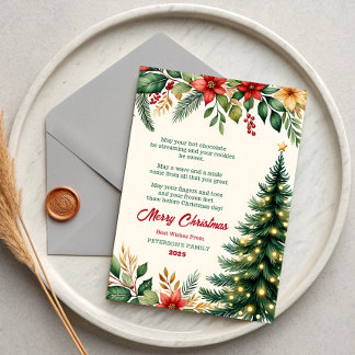 Watercolor Floral Christmas Greeting Card