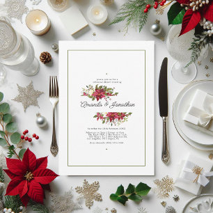Watercolor Floral Christmas Rehearsal Dinner Invitation