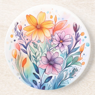 watercolor floral coaster