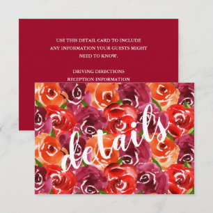 Watercolor Floral Collage Wedding Guest Details Enclosure Card