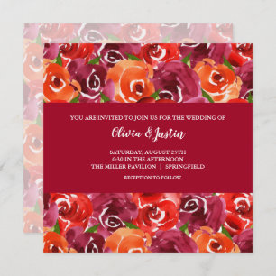 Watercolor Floral Collage Wedding Invitation