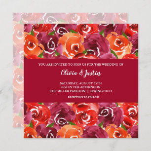 Watercolor Floral Collage Wedding Invitations
