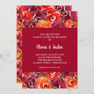 Watercolor Floral Collage Wedding Invitations