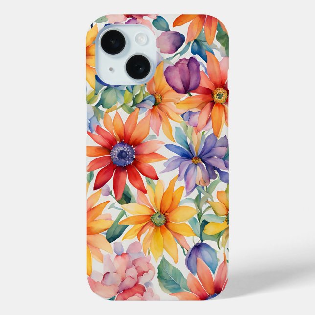 Watercolor floral colourful iPhone / iPad case (Back)